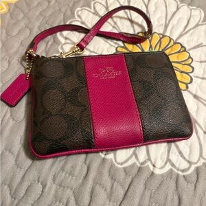 Coach Fuchsia and Brown Wristlet
